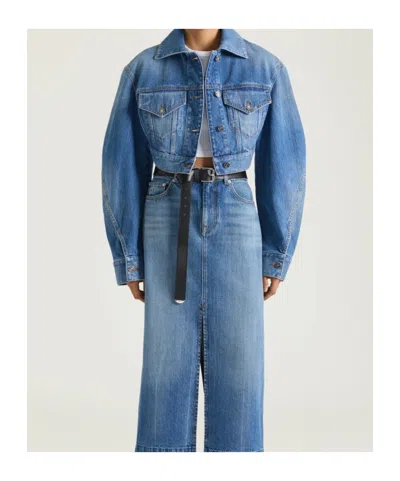 Givenchy Crop Open Back Denim Jacket In Blue