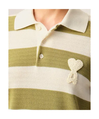 Ami Alexandre Mattiussi White Cotton Short Sleeves Ami De Coeur Polo White In Green