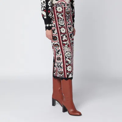 Farm Rio Patterned Silk Skirt In Multi
