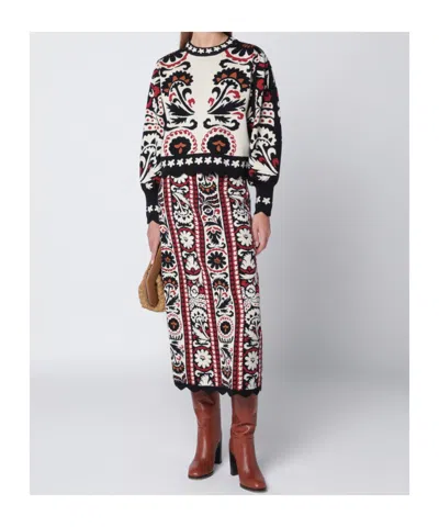 Farm Rio Patterned Silk Skirt In Multi