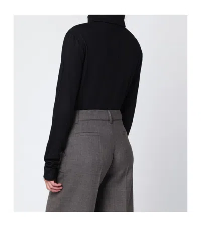 Entire Studios Black Wool Zip-collar Top In Gray