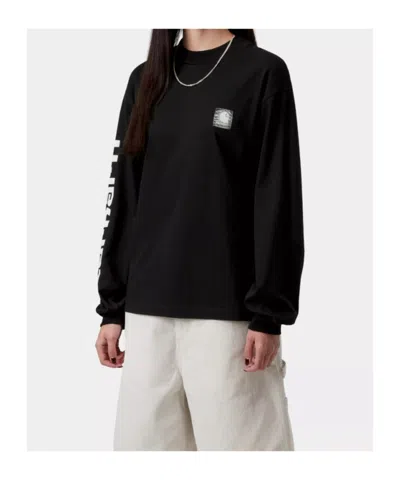 Carhartt W' L/s Archive Script T-shirt In Black