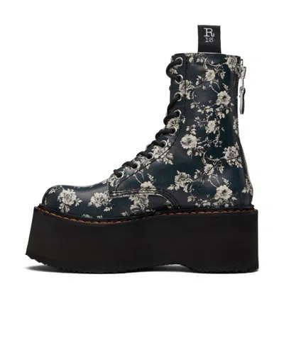 R13 Double Stack Print Ankle Boots In Black