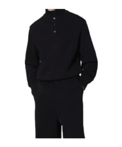 Entire Studios High-neck Buttoned Sweatshirt In Black