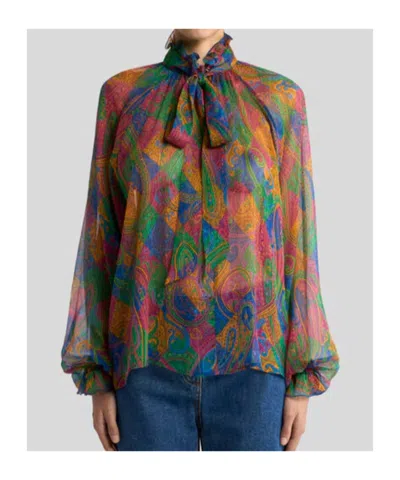 Etro Pattern-printed Ruffled Shirt In Multi