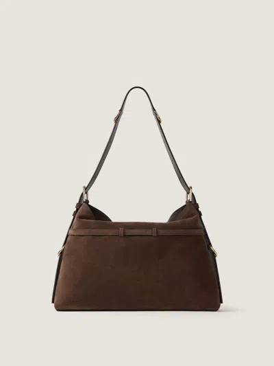 Givenchy Womens Ebony Brown Silver Voyou Medium Suede Shoulder Bag