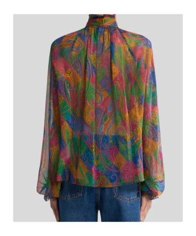 Etro Pattern-printed Ruffled Shirt In Multi