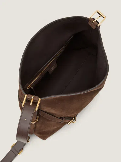 Givenchy Womens Ebony Brown Silver Voyou Medium Suede Shoulder Bag