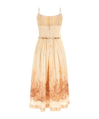 Zimmermann Wanderlust Corset Midi Dress Cream In Neutral