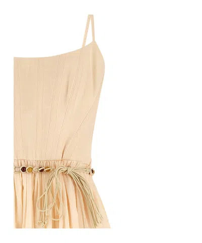 Zimmermann Wanderlust Corset Midi Dress Cream In Neutral