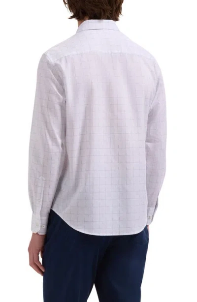 Bugatchi Axel Shaped Fit Check Button-up Shirt In White