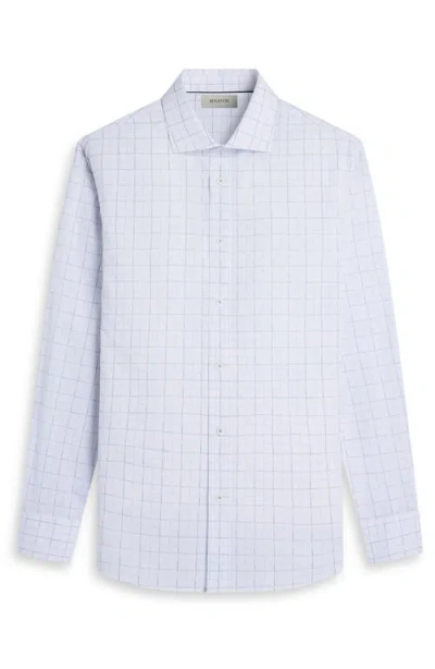 Bugatchi Axel Shaped Fit Check Button-up Shirt In White