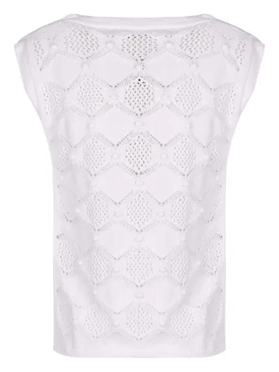 Max Mara Open-knit Top In White