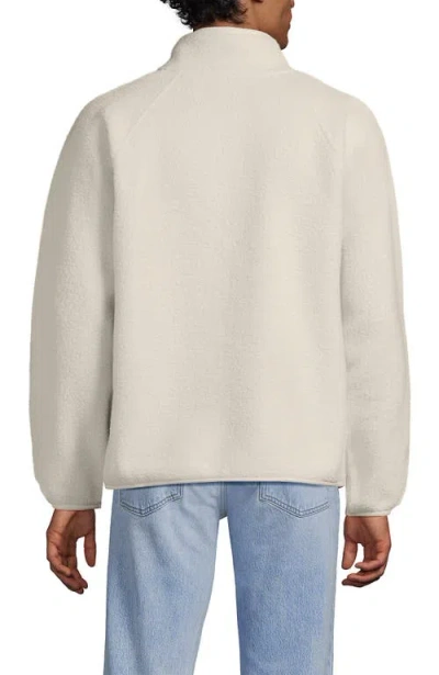 Lands' End Unisex Snap Neck Fleece Pullover In White