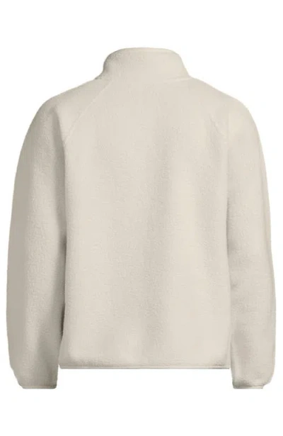 Lands' End Unisex Snap Neck Fleece Pullover In White