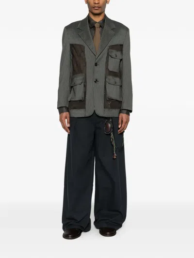 Andersson Bell Sheer-panel Blazer In Green