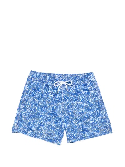 Fedeli Madeira Printed Swim Trunks In Blue