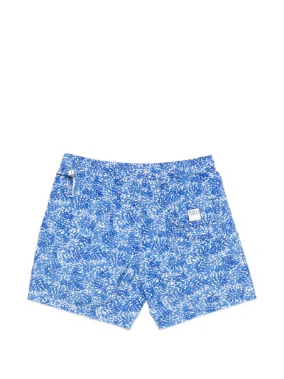 Fedeli Madeira Printed Swim Trunks In Blue