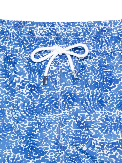 Fedeli Madeira Printed Swim Trunks In Blue
