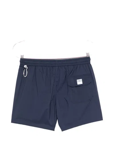 Fedeli Drawstring Elasticated Swim Shorts In Blue