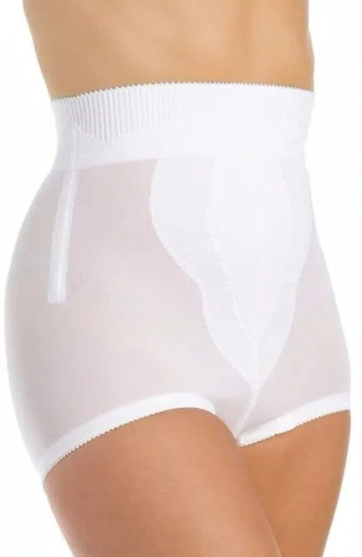 Rago Medium Support High Waist Panty Brief With Tulip Front Panel Memory Compression Fabric In White