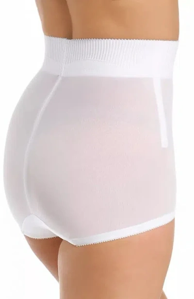 Rago Medium Support High Waist Panty Brief With Tulip Front Panel Memory Compression Fabric In White