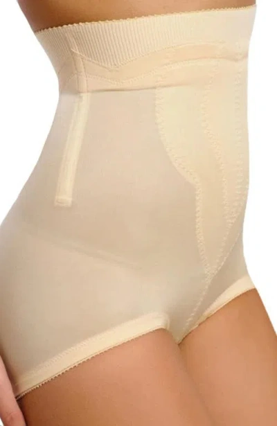 Rago Medium Support High Waist Panty Brief With Tulip Front Panel Memory Compression Fabric In Neutral