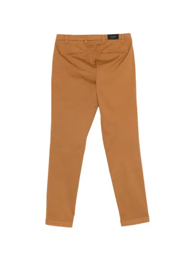Michael Coal Belt-loop Trousers In Brown