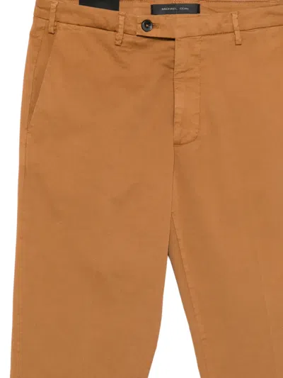 Michael Coal Belt-loop Trousers In Brown
