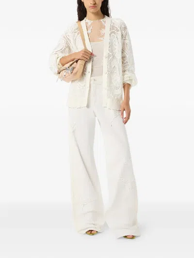 Blumarine Embroidered-inserts Blouse In White
