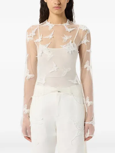 Blumarine Embroidered-inserts Blouse In White