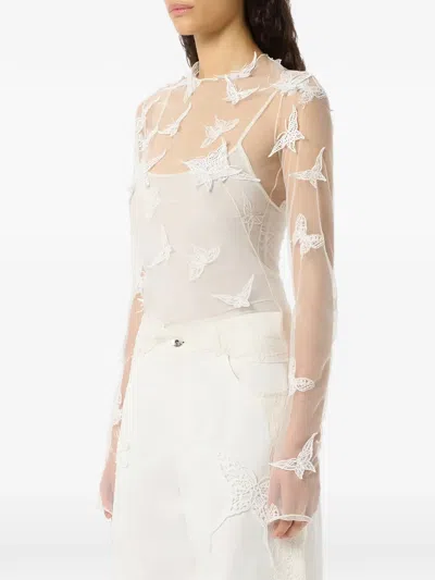 Blumarine Embroidered-inserts Blouse In White