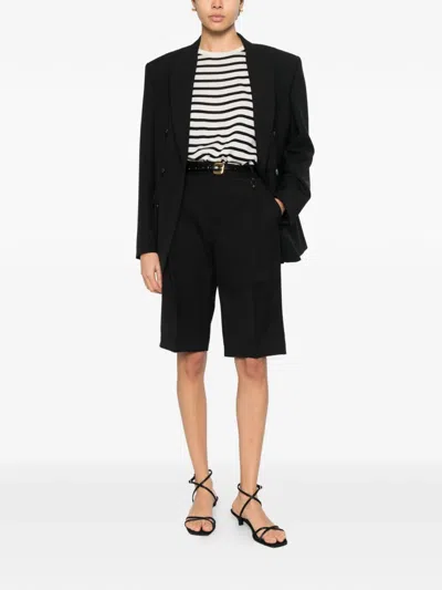 Soft Goat Silk And Cashmere Striped T-shirt In Black