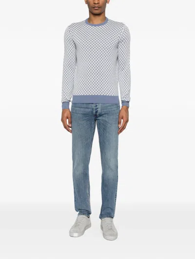 Drumohr Geometric-pattern Sweater In Blue