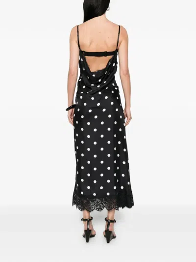 Sportmax Capo Polka Dot Lace Trim Silk Slipdress In Black