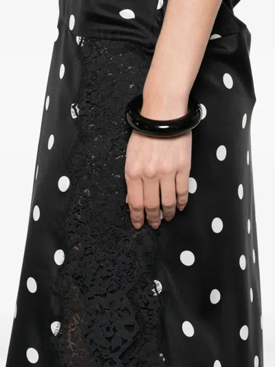 Sportmax Capo Polka Dot Lace Trim Silk Slipdress In Black