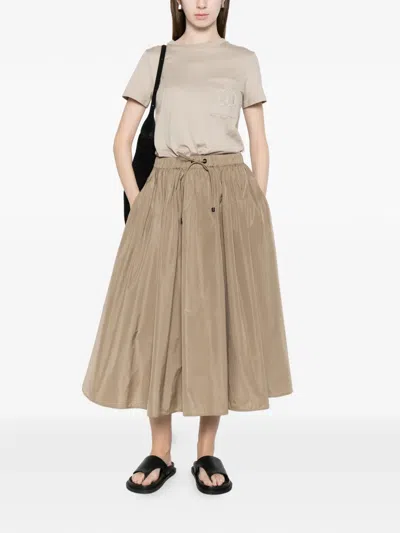 Max Mara Drawstring Midi Skirt In Brown