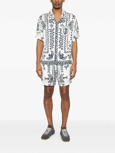 Rhude Patterned Elasticated Shorts In White