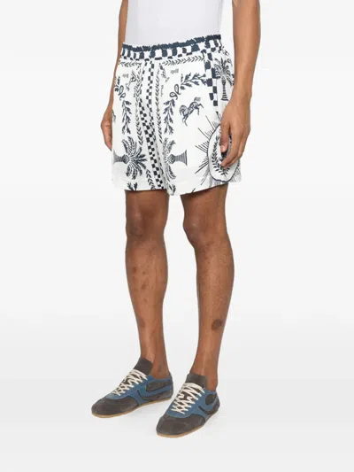 Rhude Patterned Elasticated Shorts In White