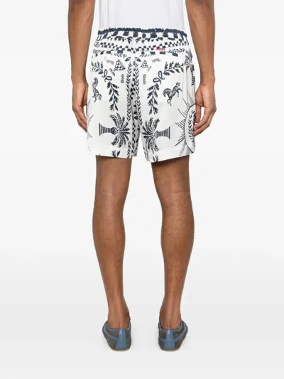 Rhude Patterned Elasticated Shorts In White