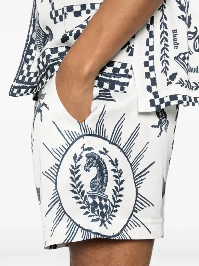 Rhude Patterned Elasticated Shorts In White