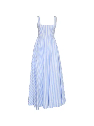 Sportmax Filmato Sleveless Cotton Striped Midi Dress Dresses Multicolor In Blue