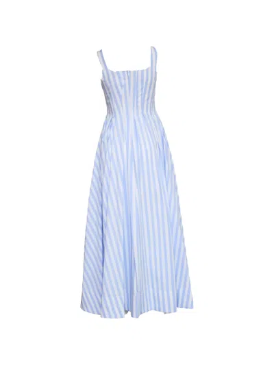 Sportmax Filmato Sleveless Cotton Striped Midi Dress Dresses Multicolor In Blue