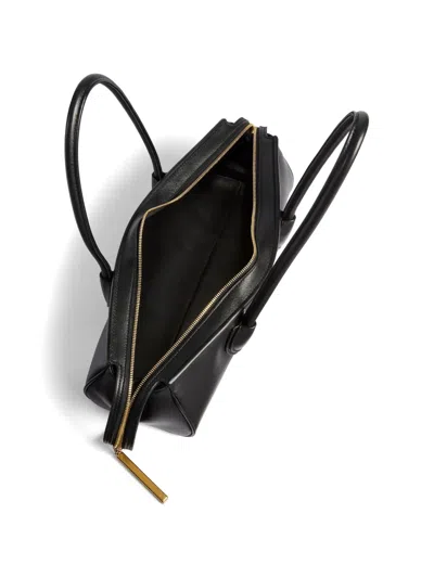 Khaite Donna Tubular Leather Shoulder Bag In Black