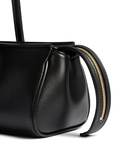 Khaite Donna Tubular Leather Shoulder Bag In Black