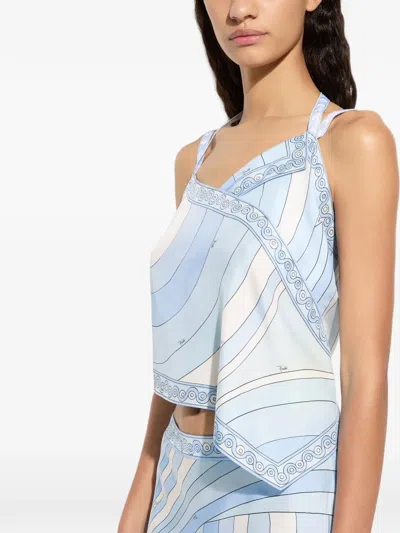 Pucci Printed Asymmetric Strap Top In Multi