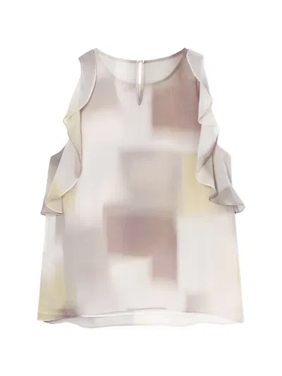 Armani Exchange Ruffled Blouse In Multi