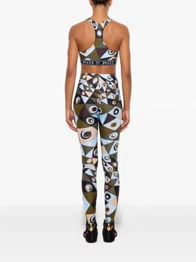 Pucci Logo-band Printed Performance Bra In Multi