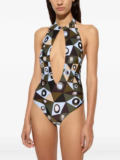 Pucci Occhi-print Swimsuit In Multi