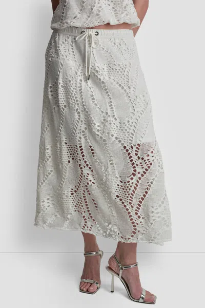 Dkny Crochet Leaf Midi Skirt In Gray